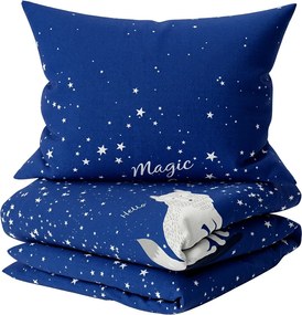 Svietiace bavlnené obliečky do postieľky MAGIC STARS modré Rozmer obliečky: 40 x 60 cm | 100 x 135 cm