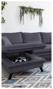 Antracitovosivá rozkladacia pohovka do "U" Miuform Charming Charlie, pravý roh