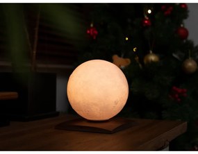 Tmavohnedá LED stolová lampa z orechového dreva (výška 19,5 cm) Smart LunaSpin – Gingko