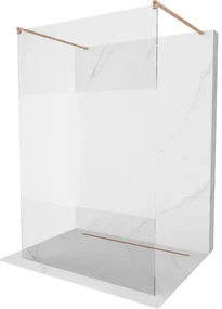 Mexen Kioto, sprchová zástena Walk-In 130 x 200 cm, 8mm číre sklo-námraza, medený matný profil, 800-130-002-65-35