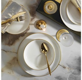 Jedálenská súprava 16 ks, biela/zlatá, porcelán