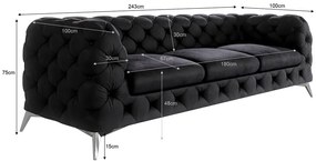 Čierna zamatová pohovka 243 cm Chelsea – Ropez