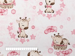 Biante Detský bavlnený obdĺžnikový obrus Sandra SA-438 Ružové žirafy na bielom 50x100 cm