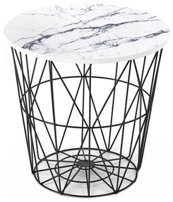 Konferenčný stolík HARISSA 41x42 cm čierna/biely dekor mramoru