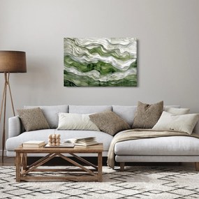 Obraz - Zelenobiele vlnky (90x60 cm)
