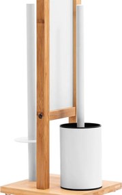 Tutumi REA - Bambusový kúpeľňový stojan na toaletný papier a kefu, White 321502, HOM-04000