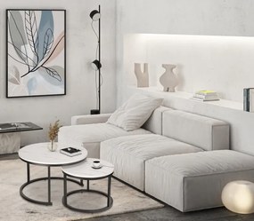 Sada 2 konferenčných stolíkov GALEN 70 cm mramorová, čierna / biela