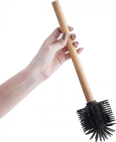 Erga Bambo, WC kefa so silikónovou hlavou a bambusovou rúčkou, 34 cm, čierna / bambus, ERG-YKA-V.WCZ BAMBO-SILKA