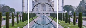 Obraz - Taj Mahal za východu slnka (s hodinami) (90x30 cm)