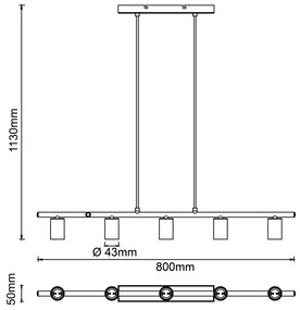 Brilliant - Luster na lane KERRY 5xE27/40W/230V čierna/mosadz