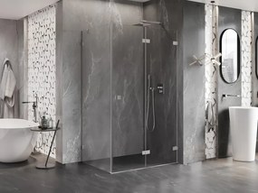 Mexen Lunar-F, 1-krídlový sprchový kút so skladacími dverami, pravý, 85 x 80 cm, 8mm číre sklo, brúsená oceľ profil, 836-085-080-97-00-P