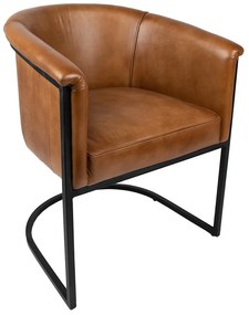 Hnedá kožená jedálenská stolička v tvare kresielka Grionne - 62*60*77 cm