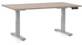 Výškovo nastaviteľný stôl OfficeTech D, 140 x 80 cm, sivá podnož, dub