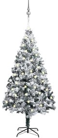 Umelý vianočný stromček s LED a súpravou gulí 240 cm zelený PVC 3077918