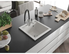 Mexen Vito, 1-komorový granitový drez 520x490x210 mm, drezová batéria Duo, biela, 6503-20-671701-07