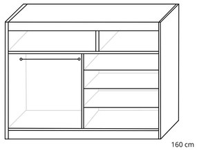 Posuvná šatníková skriňa GALAN - dub artisan / 200