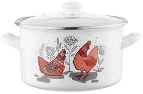 Emalia Pleszew Smaltovaný hrniec s pokrievkou Rubinka, 22 cm, 4,7 l, pr. 22 cm