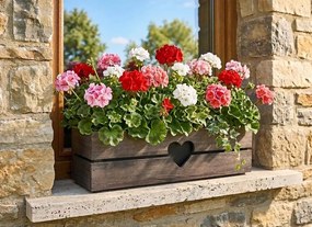 AMADEA Drevený obal s hrantíkom so srdcom tmavý, 52x21,5x17cm Český výrobok