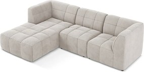 Béžová zamatová rohová pohovka (ľavý roh/s leňoškou) Aloha – Makamii