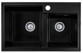 Gamma Modern 8020, 2-komorový granitový drez 795x495x210 mm, čierna, GMA-ZLE000026