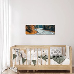 Obraz - Kľukatá cesta (s hodinami) (90x30 cm)