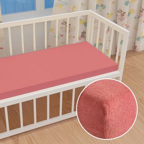 Detské froté napínacie prestieradlo do postieľky FR-001 Koralové 60 x 120 x 10 cm - do postieľky