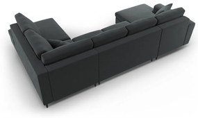 Tmavosivá zamatová rozkladacia/s úložným priestorom rohová pohovka (pravý roh/do "U") Kyoto – Cosmopolitan Design