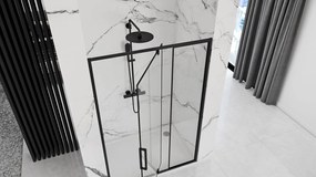 Rea Rapid Swing, jednokrídlové výklopné sprchové dvere 120 x 195 cm, 6mm číre sklo, čierny profil, REA-K6413