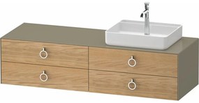 DURAVIT White Tulip závesná skrinka pod umývadlo na dosku (umývadlo vpravo), 4 zásuvky, 1600 x 550 x 408 mm, dub prírodný masív/kameňovo šedá vysoký lesk, WT4995RH5H20000