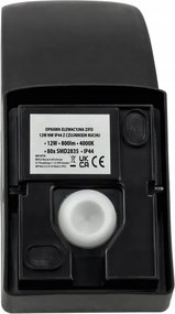 BERGE LED nástenné svietidlo 12W - 800lm - vonkajšie s pohybovým čidlom