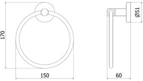 Mexen príslušenstvo, REMO držiak na uteráky Ring, čierny, 7050732-70