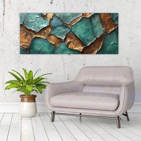 Obraz - Zeleno-zlatá maľba (120x50 cm)