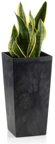 PLASTOVÝ KVETINÁČ PORTO 57X29X29 CM IMITÁCIA BETÓNU ČIERNA