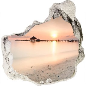 Díra 3D ve zdi nálepka Beach maledivy nd-p-87760968