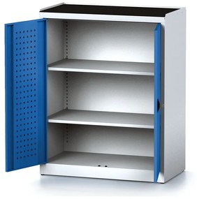 Policová dielenská skriňa 2-dverová MECHANIC, 2 police, 920 x 500 x 1170 mm, modré dvere