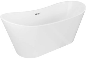 Mexen Montana, voľne stojaca vaňa 150 x 75 cm, biela, chrómový prepad, 52011507500-01