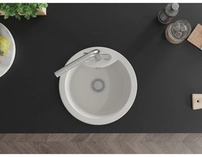 Mexen Diego, 1-komorový granitový drez 488x488x167 mm, chrómová batéria Duero, biela, 6512-20-671600-00