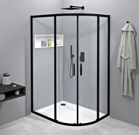 Gelco Gelco, SIGMA SIMPLY BLACK štvrťkruhová sprchová zástena 1200x900mm, R550, číre sklo, GS1290B