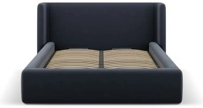 Tmavomodrá čalúnená dvojlôžková posteľ s úložným priestorom s roštom 140x200 cm Jason – Windsor &amp; Co Sofas