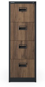 Kovová kartotéka, 4 zásuvky SARA V4, 460 x 1320 x 620 mm, Eco Desing: antracitová/ orech