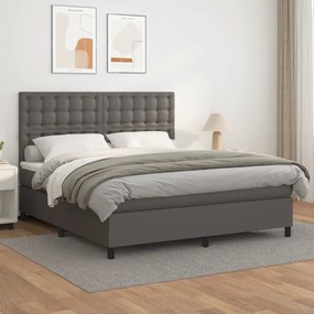 Boxspring posteľ s matracom sivá 180x200 cm umelá koža 3142861