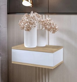 Nočný stolík LOFT - dub craft zlatý/biely