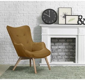 Zamatové kreslo v horčicovej farbe Niko – Ropez