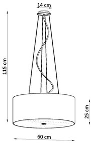 Závesné svietidlo Otto, 1x čierne textilné tienidlo, (biele sklo), (fi 60 cm)