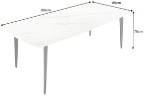 Keramický jedálenský stôl Garold 160 cm vzor biely mramor