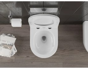 Mexen Carmen, závesná WC misa 490x365x340 mm, Rimless Tornádo + WC sedadlo z duroplastu, biela lesklá, 30880300T