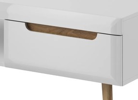 Konferenčný stolík so zásuvkami Nordi, dub riviera/biela lesk