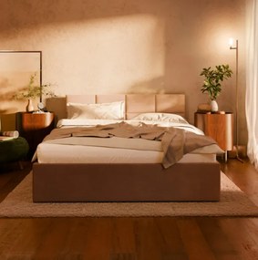 Manželská posteľ BORGO Velvet 160×200 cm sivá