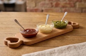 AMADEA Drevený podnos so sklenenými mištičkami, masívne drevo, rozmer 43 x 11 cm, český výrobok