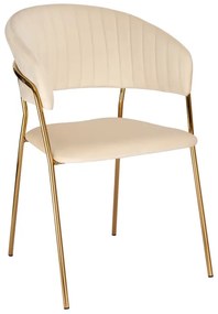 Jedálenská stolička COLIN zamatová, zlatá / béžová